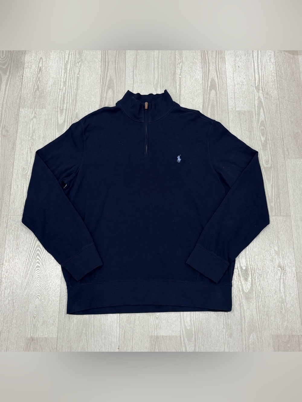 Polo Ralph Men’s Lauren Quarter Zip Pullover Sweater Navy Blue Large